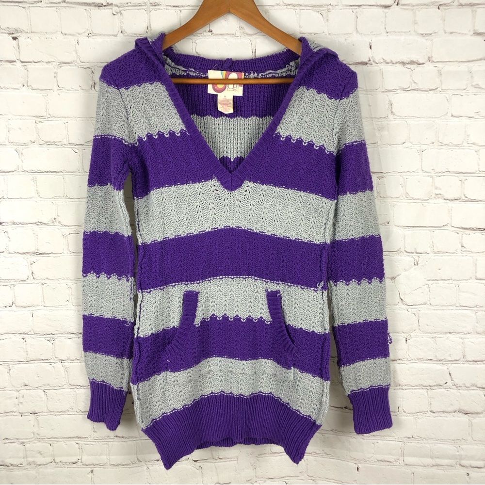 Vintage Ocean Pacific Purple Striped Sweater Women's Sz Medium